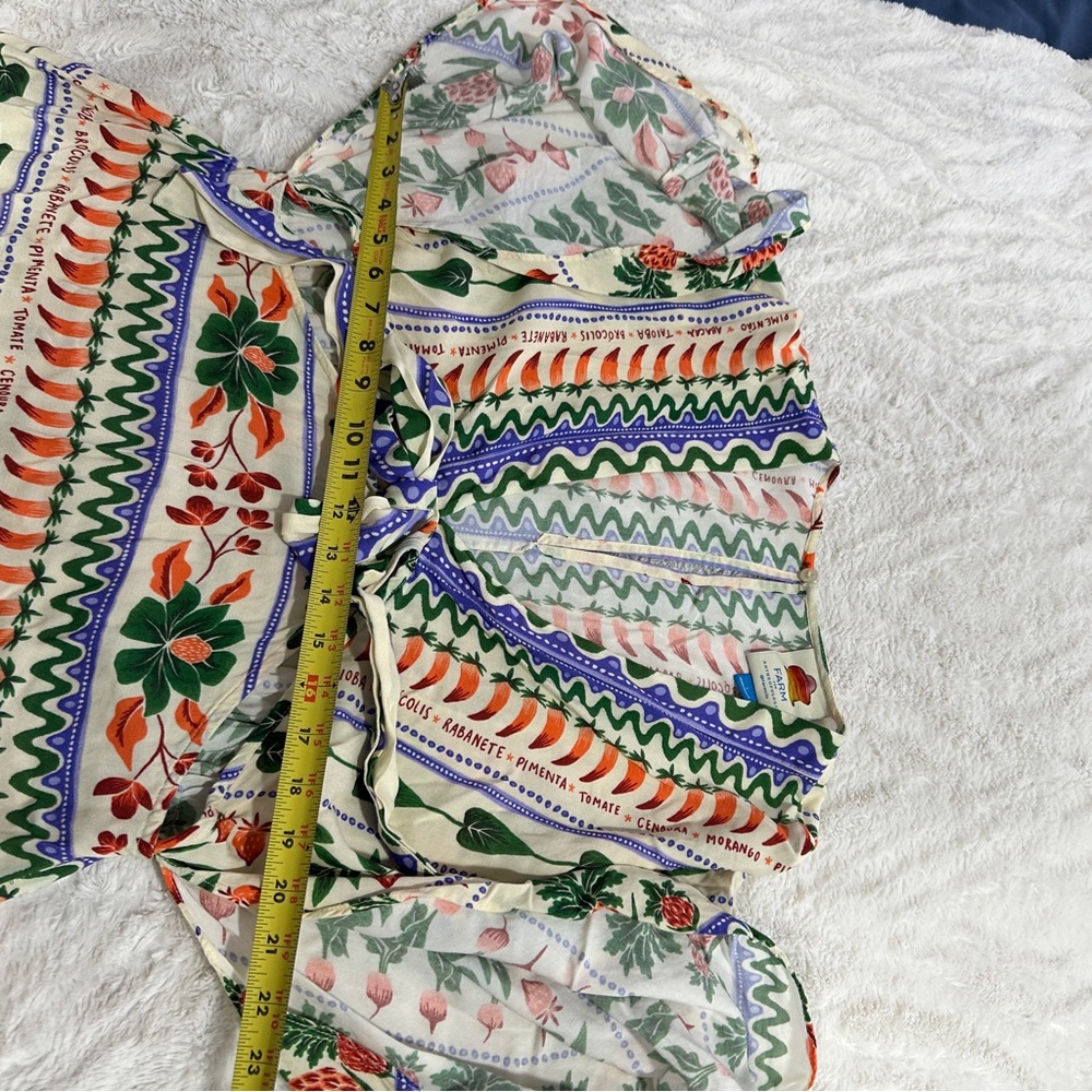 Farm Rio Size L V-Neck Kaftan Maxi Dress Colorful Coastal Cut Outs Resortwear - Picture 12 of 16